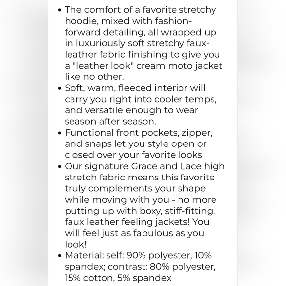 Grace and lace Move free leather like moto Jacket - Picture 4 of 7